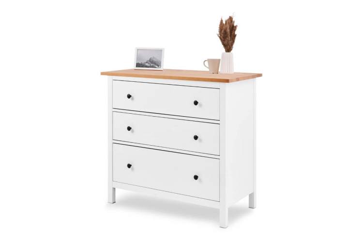 Комод КЫМОР 3 ящика Белый/Светло-коричневый