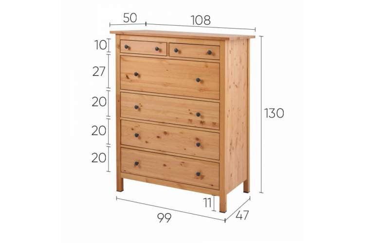 Комод КЫМОР 6 ящиков Светло-коричневый-13