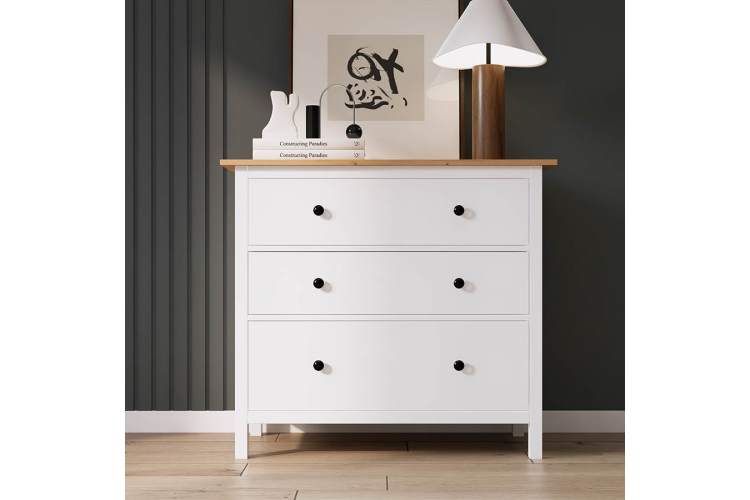 Комод КЫМОР 3 ящика Белый/Светло-коричневый-2