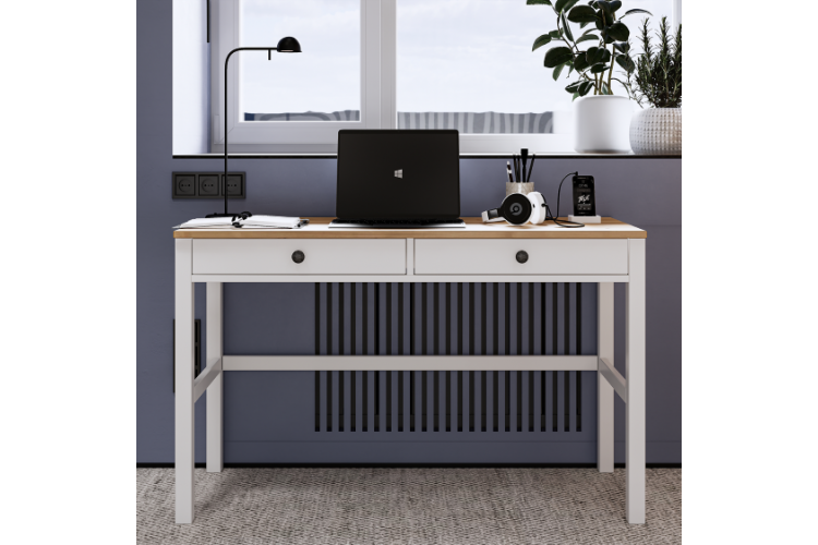 Письменный стол КЫМОР 121x47 Белый/Светло-коричневый-2