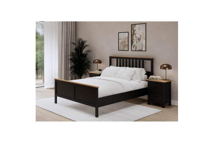 Кровать КЫМОР 140x200 Черный/Светло-коричневый-3