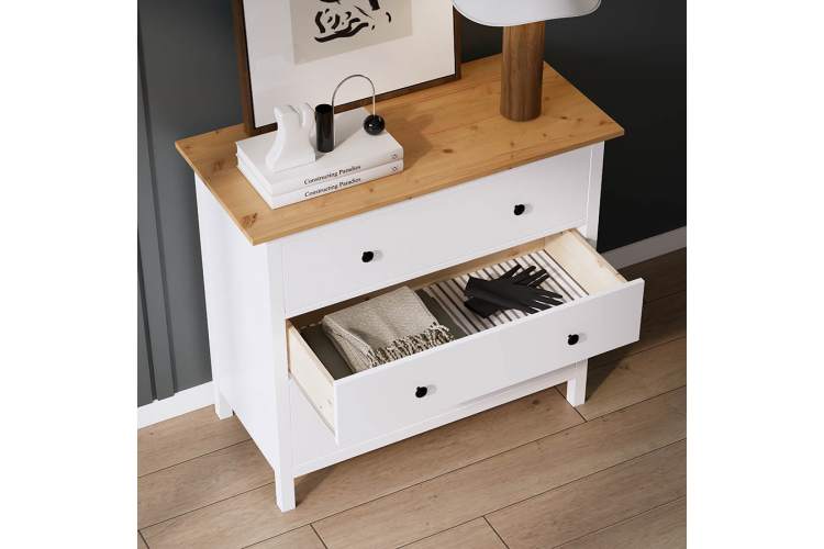 Комод КЫМОР 3 ящика Белый/Светло-коричневый-3