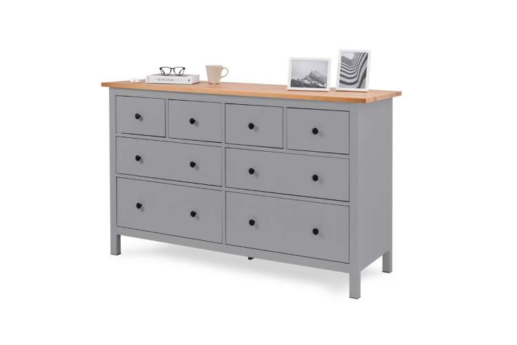 Комод КЫМОР 8 ящиков Серый/Светло-коричневый