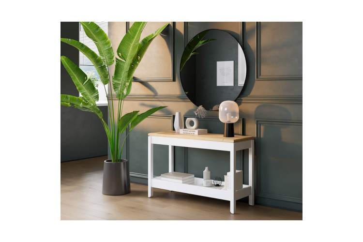 Консольный стол КОДЗУВ 100x35 Белый/Светло-коричневый-2