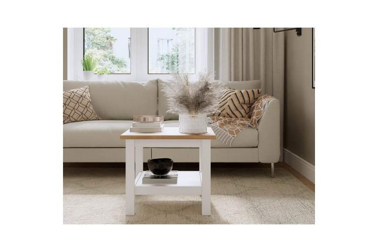 Журнальный стол КЫМОР 55х55 Белый/Светло-коричневый-3