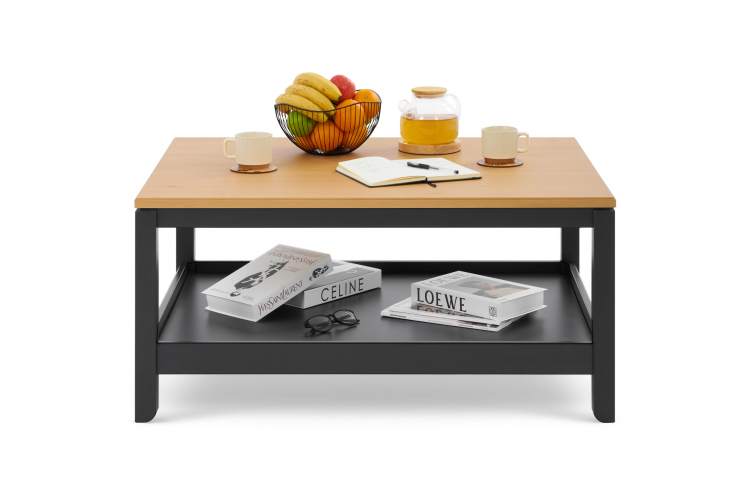 Журнальный стол КОДЗУВ 100x75 Черный/Светло-коричневый-1