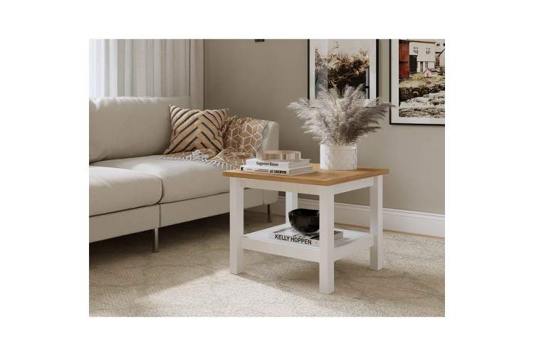 Журнальный стол КЫМОР 55х55 Белый/Светло-коричневый-2
