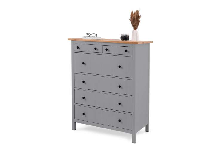 Комод КЫМОР 6 ящиков Серый/Светло-коричневый