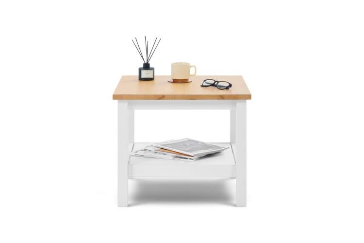 Журнальный стол КЫМОР 55х55 Белый/Светло-коричневый-1