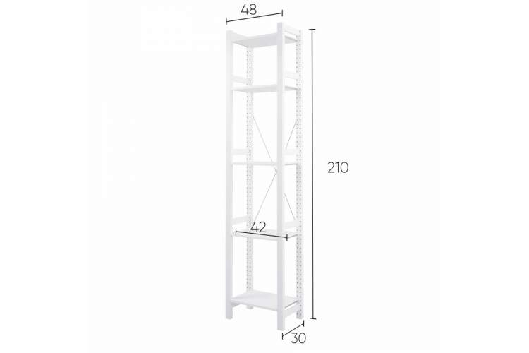 Этажерка УДОРА 5 полок 49х210х30 Белый-9
