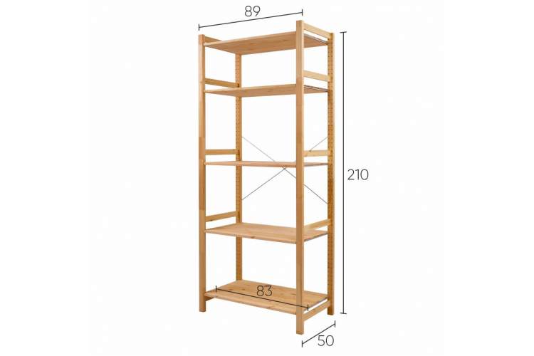 Этажерка УДОРА 5 полок 89х210х50 Светло-коричневый-9