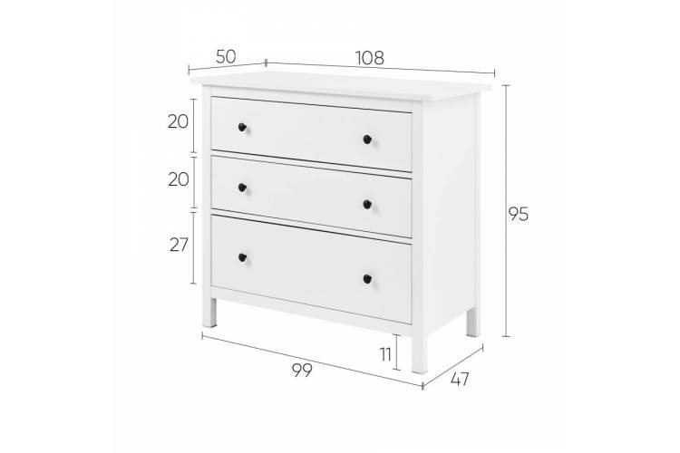 Комод КЫМОР 3 ящика Белый-12