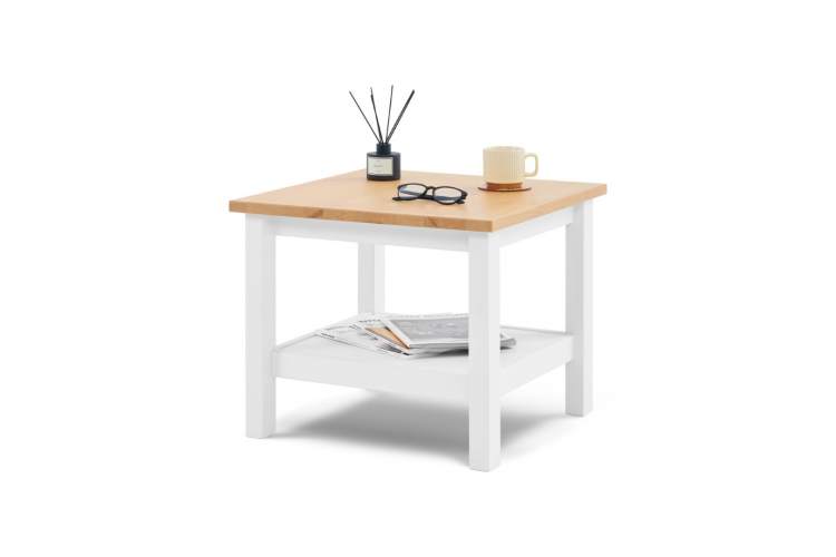 Журнальный стол КЫМОР 55х55 Белый/Светло-коричневый