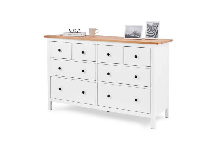 Комод КЫМОР 8 ящиков Белый/Светло-коричневый