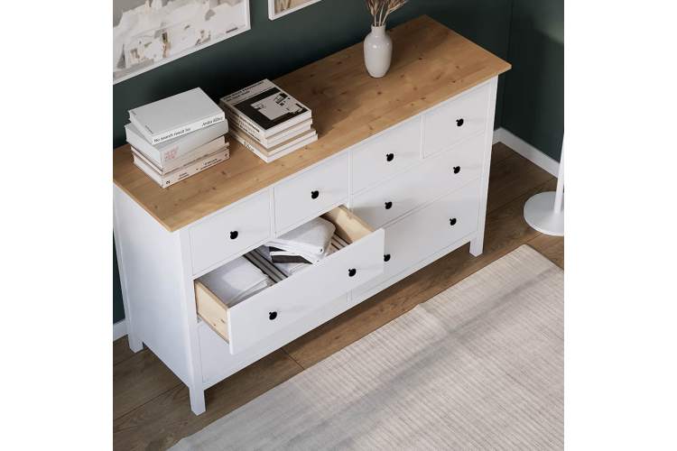 Комод КЫМОР 8 ящиков Белый/Светло-коричневый-3