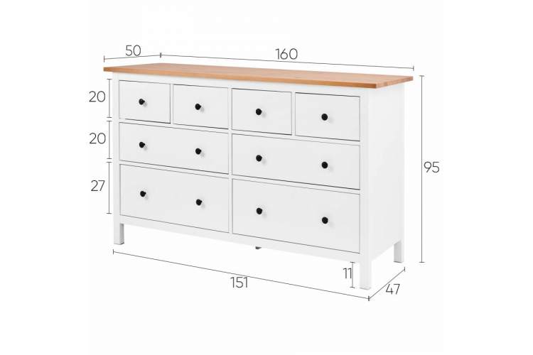 Комод КЫМОР 8 ящиков Белый/Светло-коричневый-13