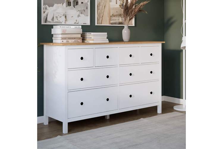 Комод КЫМОР 8 ящиков Белый/Светло-коричневый-2
