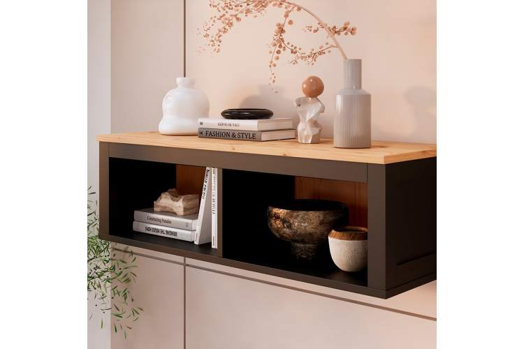 Полка навесная КЫМОР 124 Черный/Светло-коричневый-1