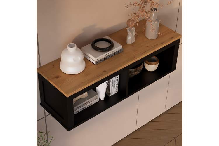 Полка навесная КЫМОР 124 Черный/Светло-коричневый-3