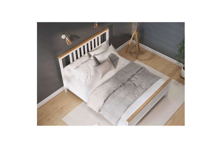 Кровать КЫМОР 140x200 Белый/Светло-коричневый-4
