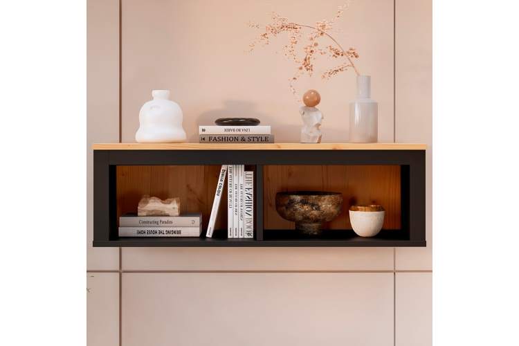 Полка навесная КЫМОР 124 Черный/Светло-коричневый-2