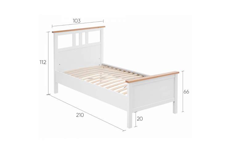 Кровать КЫМОР 90x200 Белый/Светло-коричневый-13