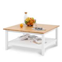 Журнальный стол КЫМОР 90х90 Белый/Светло-коричневый