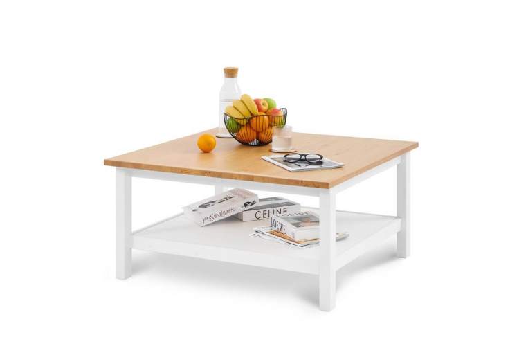 Журнальный стол КЫМОР 90х90 Белый/Светло-коричневый
