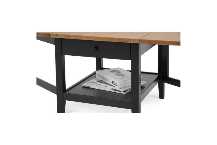 Журнальный стол ВУХТЫМ с ящиком 140х65 Черный/Светло-коричневый-11