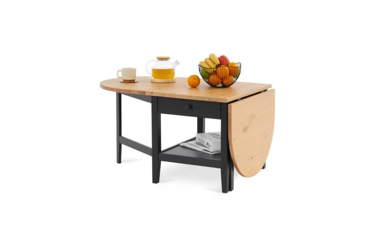 Журнальный стол ВУХТЫМ с ящиком 140х65 Черный/Светло-коричневый-1