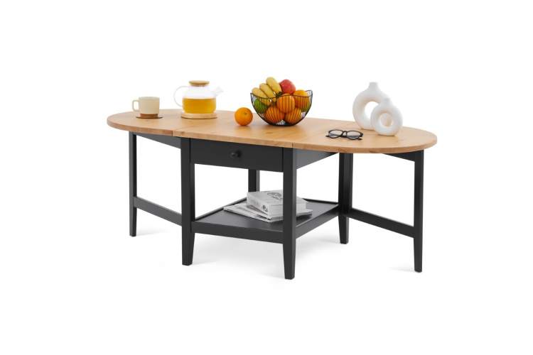 Журнальный стол ВУХТЫМ с ящиком 140х65 Черный/Светло-коричневый