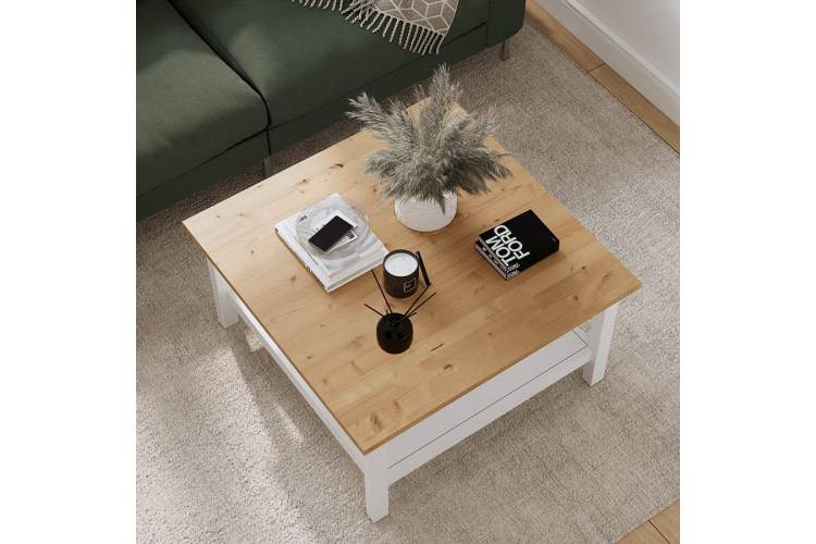 Журнальный стол КЫМОР 90х90 Белый/Светло-коричневый-4