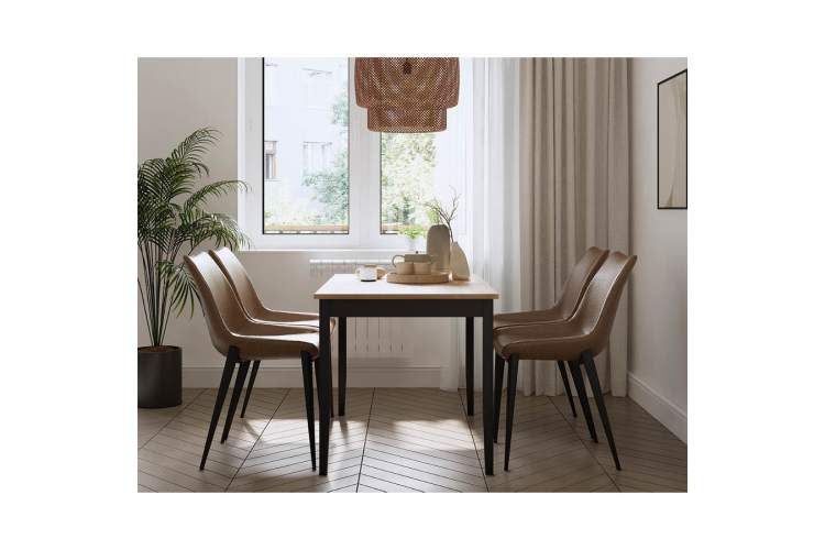 Стол обеденный ЛЫМ 118x74 Черный/Светло-коричневый-3