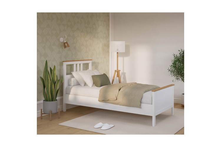 Кровать КЫМОР 90x200 Белый/Светло-коричневый-3