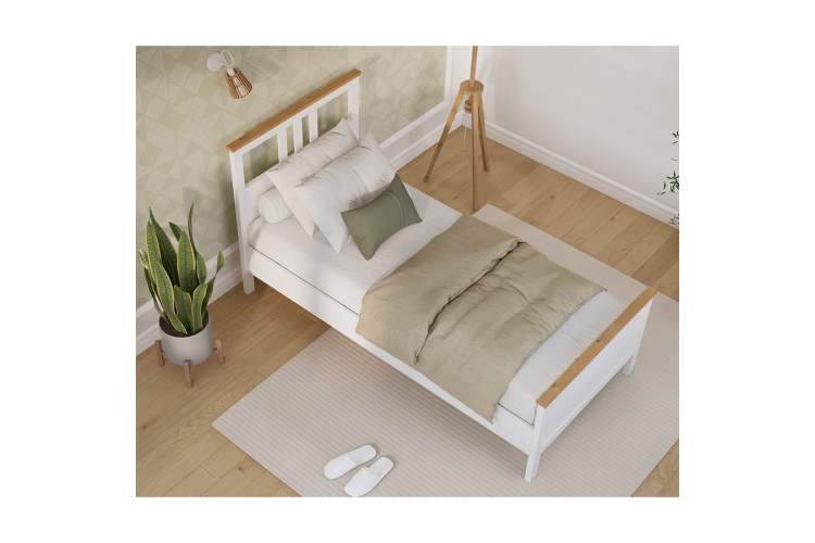 Кровать КЫМОР 90x200 Белый/Светло-коричневый-4