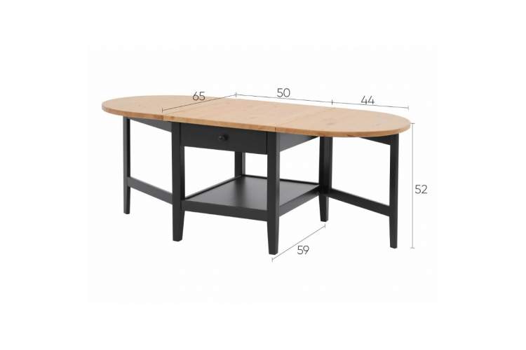 Журнальный стол ВУХТЫМ с ящиком 140х65 Черный/Светло-коричневый-18