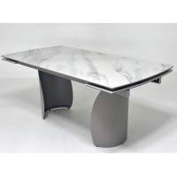 Стол ОЛЬХОН 180 БЕЛЫЙ МРАМОР АКТИВНЫЙ , керамика / Латте каркас, М-City