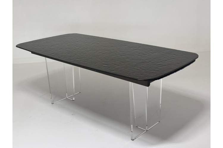 Стол LAURITS 200 GOLDEN, стекло BUBBLE / Прозрачный каркас ®DISAUR-5