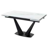 Стол Ниагара 140 БЕЛЫЙ МРАМОР, стекло / ЧЕРНЫЙ, М-City