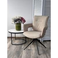 Стул KINNET 360 град. поворот. MOHAIR-110 / CASTEL-15 Бежевый,ткань/ Тем.-серый каркас, ®DISAUR