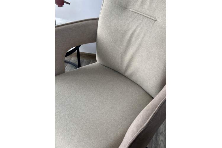 Стул KINNET 360 град. поворот. MOHAIR-110 / CASTEL-15 Бежевый,ткань/ Тем.-серый каркас, ®DISAUR-2