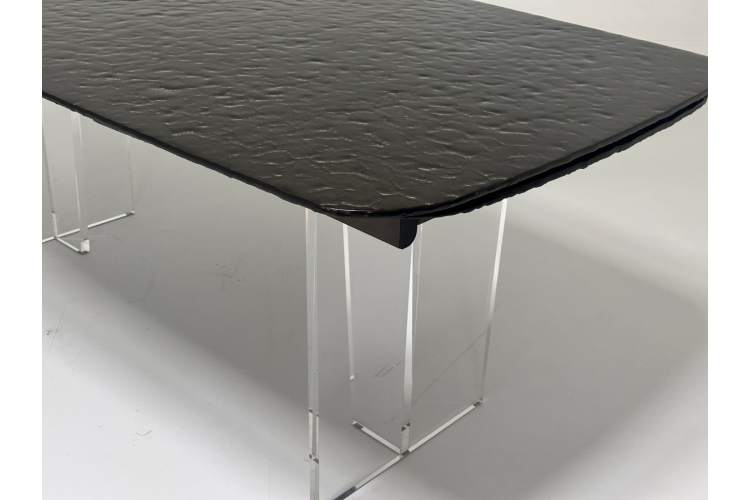 Стол LAURITS 200 GOLDEN, стекло BUBBLE / Прозрачный каркас ®DISAUR-3