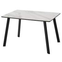 Стол ТИК ТАК 120 Белый мрамор MATTE, керамика / Черный каркас М-City