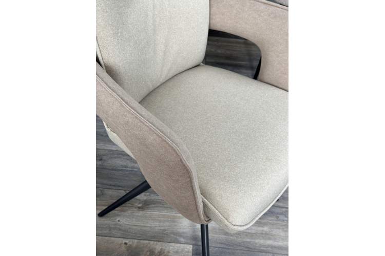 Стул KINNET 360 град. поворот. MOHAIR-110 / CASTEL-15 Бежевый,ткань/ Тем.-серый каркас, ®DISAUR-3