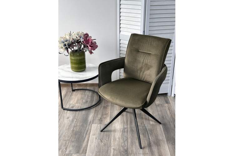 Стул KINNET 360 град. поворот. MOHAIR-353 / CASTEL-39 Зеленый,ткань/ Тем.-серый каркас, ®DISAUR-1