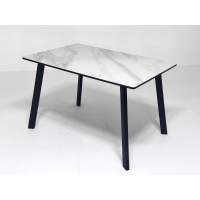 Стол ТИК ТАК 90 Белый мрамор активный, керамика / Черный каркас М-City