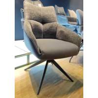 Стул FABIAN 360 град. поворот. MONA-464 Серый, PU/ STEAM-132 Серый, ткань / черный каркас, ®DISAUR