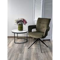 Стул KINNET 360 град. поворот. MOHAIR-353 / CASTEL-39 Зеленый,ткань/ Тем.-серый каркас, ®DISAUR