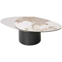 Стол кофейный NIKLAS PANDORA керамика на стекле и окрашенный МДФ/ темно-серый МДФ каркас ®DISAUR в гостиную