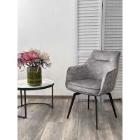 Стул RENLY 180 град. поворот. 7525-180 Серый, велюр / Черный, ®DISAUR Стул RENLY 180 град. поворот. 7525-180 Серый, велюр / Черный, ®DISAUR